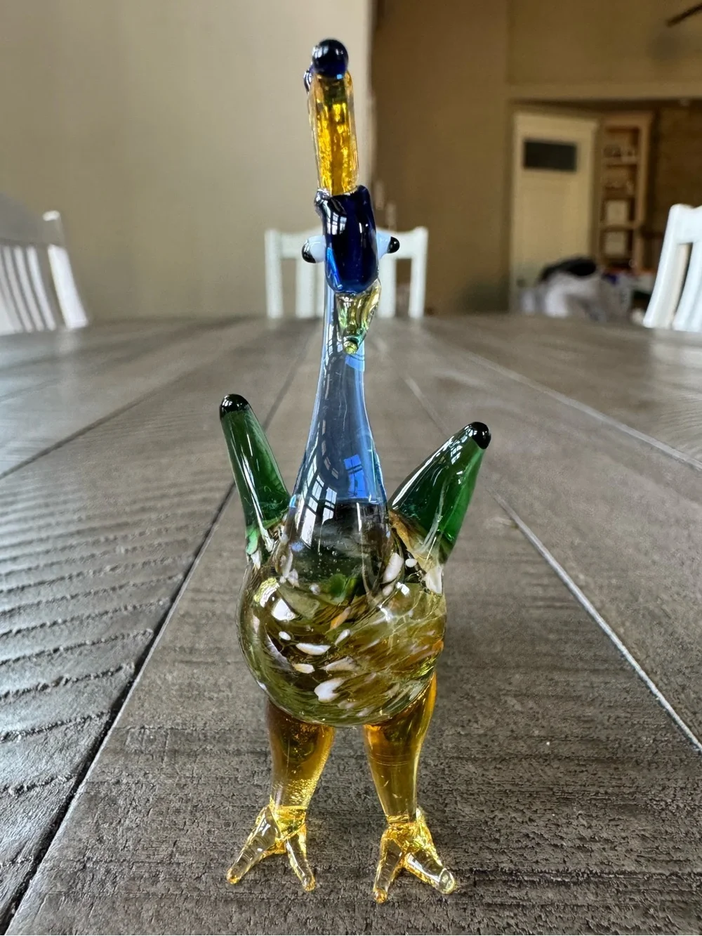 Pier 1 Imports Handmade - Handblown Art Glass Peacock Figurine
